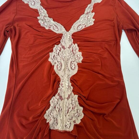 Y2K Vintage Charlotte Russe Deep Plunge Lace Blouse - Picture 7 of 8